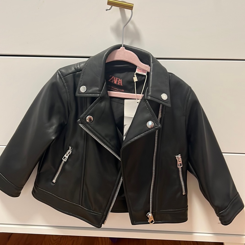 Zara toddler girl faux leather jacket 12-18months